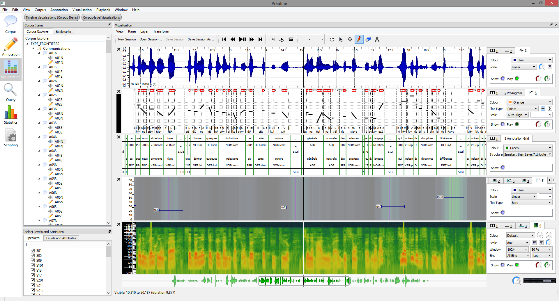 Visualiser with curves and spectrogram